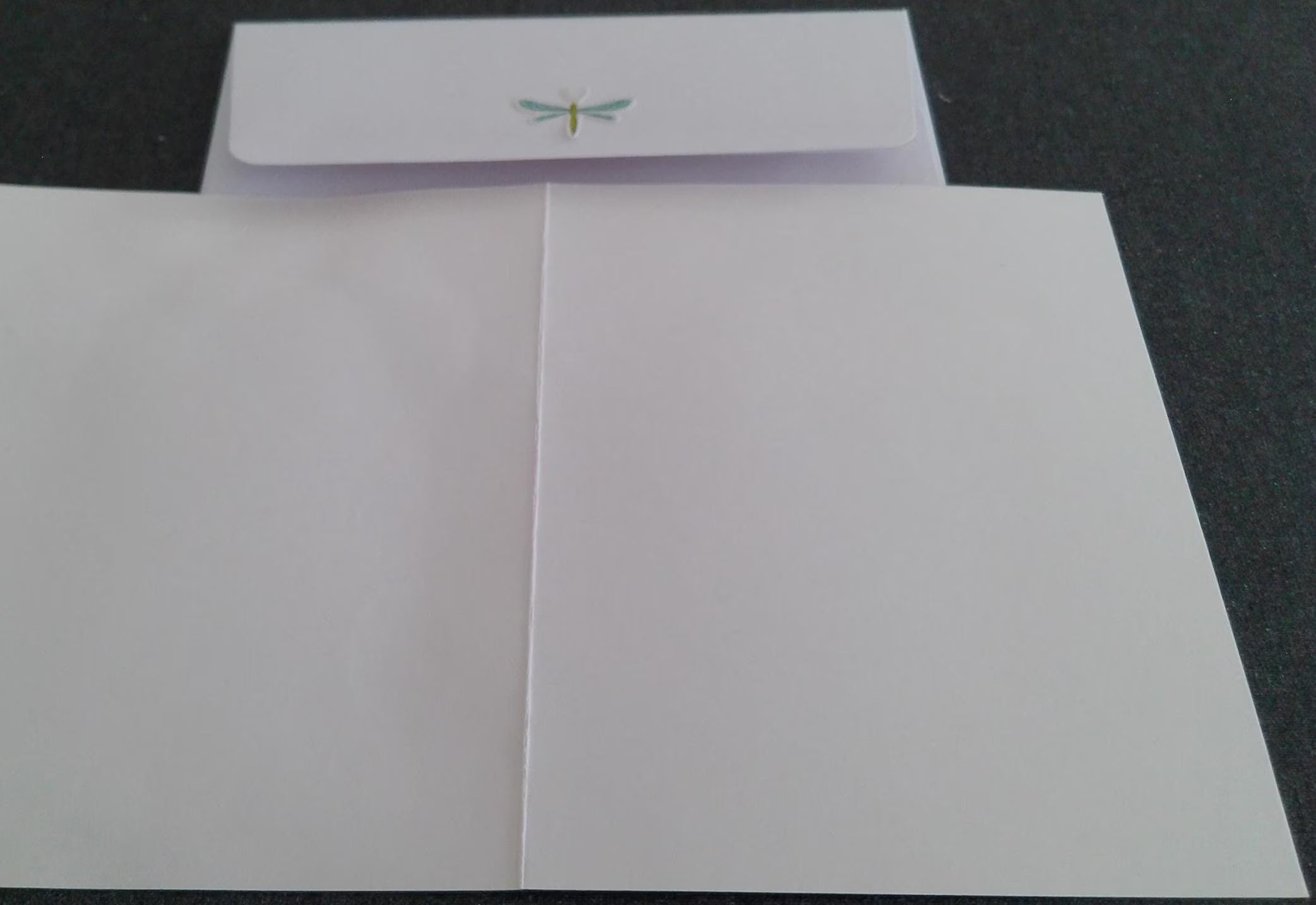 Handmade Hello Card with Dragonfly Embellishment, Blank Inside