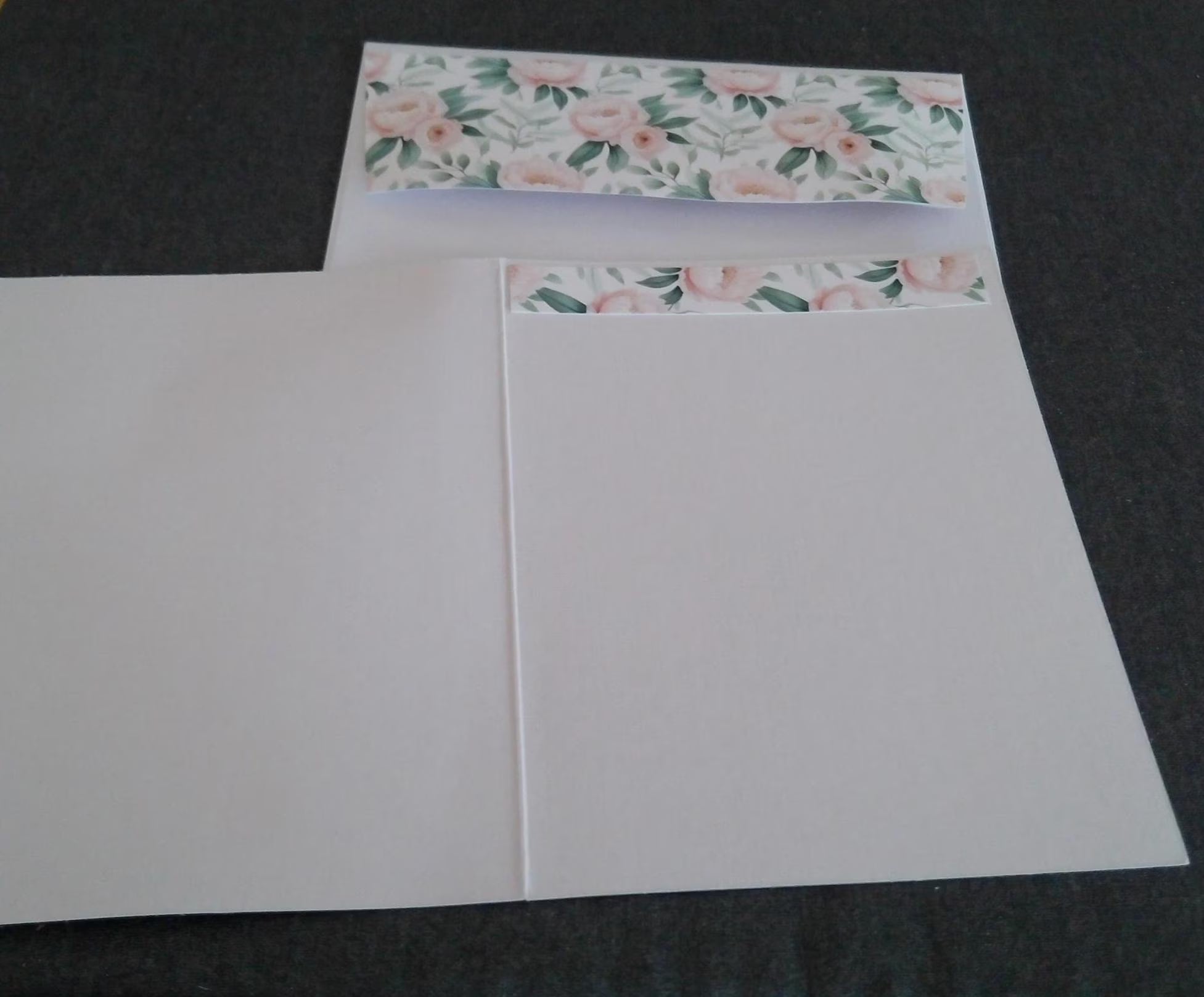 Handmade Rose Floral Hello Card: Blank Inside, Teal Accent