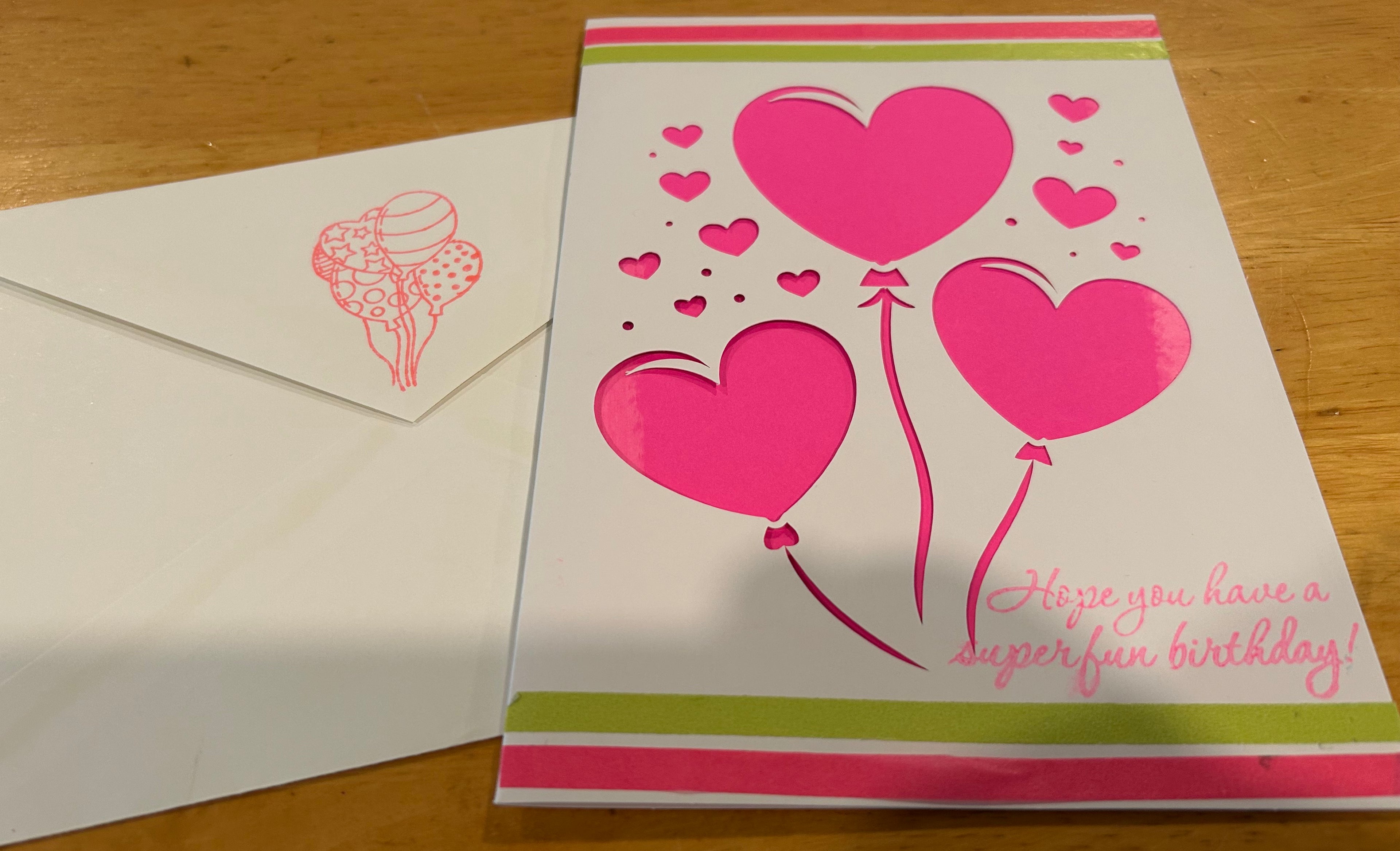 Happy Birthday Handmade Card with Pink Balloons