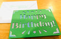 Handcrafted Birthday Card: Green Layered Cardstock with Glitter Accents